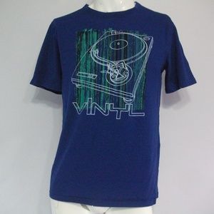 4/$20 Vinyl Record Player Mens Medium Blue T Shirt
